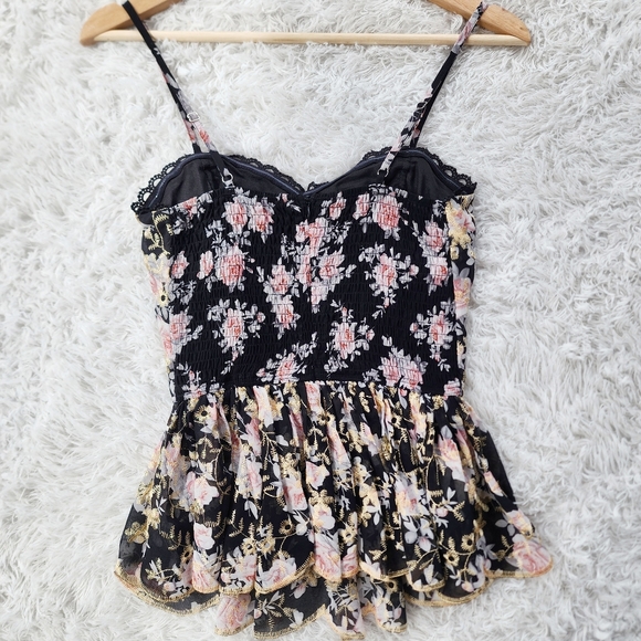 Vici Black Floral Embroidered Peplum Tank - Picture 8 of 8
